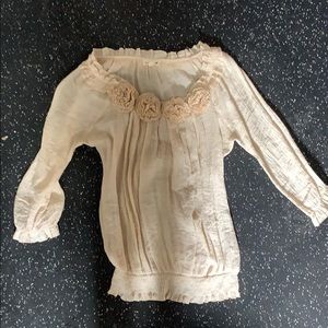 Flower 3/4 sleeve blouse